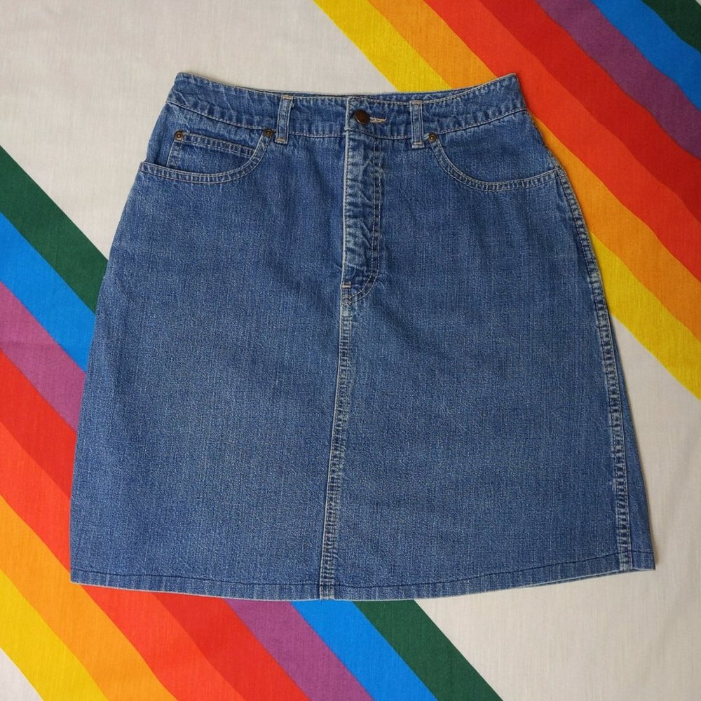 80s Classic Blue Mini Denim Skirt by Calvin Klein